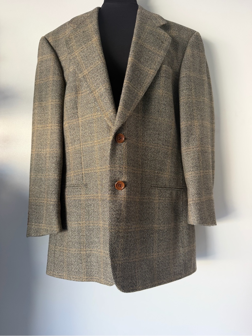 Vintage Hugo Boss Barleycorn Tweed Wool Blazer Sport Coat 36S Made in USA